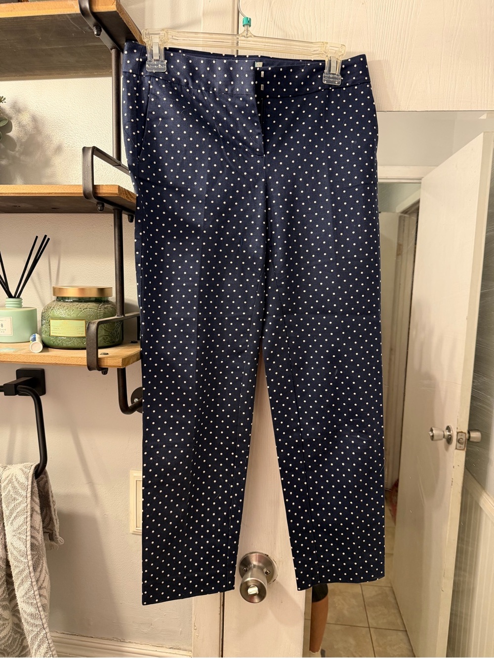 Boden Navy Polka Dot Cropped Trousers